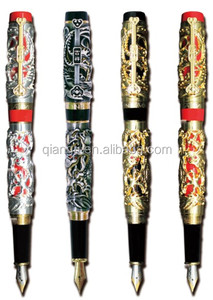 Bella penna stilografica d'oro Jinhao "doppi draghi che giocano con la perla" - Product Image 4