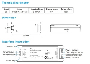 Controller <span class=keywords><strong>LED</strong></span> Pixel 5V 12V 24V Wireless RF Controller SPI <span class=keywords><strong>Dimmer</strong></span> per Strisce <span class=keywords><strong>LED</strong></span> Indirizzabili RGB RGBW - Product Image 4