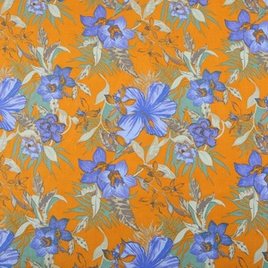Tissu imprimé à grandes fleurs en lin 55% et coton 45% tissé violet jaune mexicain avec élasthanne pour <span class=keywords><strong>robe</strong></span> - Product Image 6