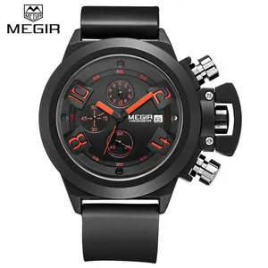 MEGIR 2002 G Sport 6 Zeiger Big Case Uhr für Männer Megir billige Schwarz-Weiß-Silikon uhr Sport lauf uhr