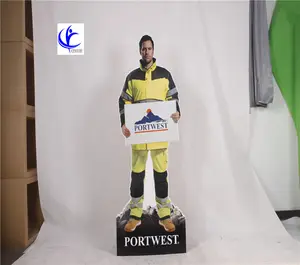 Prix usine de carton debout de plancher de forme humaine standee pop up ondulé panneau pop présentoir en carton