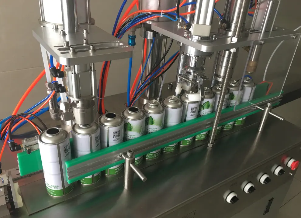 Halbautomatische kleine können aerosol-füllmaschine für speiseöl spray aluminium können