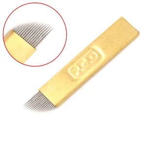 D'oro 316 in acciaio inox a gettare ricamo sopracciglio lama 14 pin microblade per manuale trucco permanente penna tatuaggio