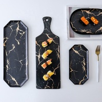 Soporte de personalización, juego de platos de cerámica blanco y negro con diseño de mármol