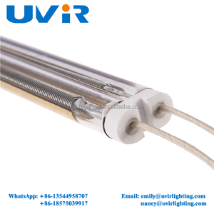 Lámpara de calor alimentada por energía <span class=keywords><strong>Solar</strong></span>, tubo de cuarzo halógeno, doble onda media, 2KW, emisor IR dorado/blanco