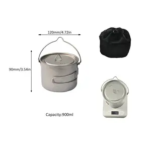 camping pot 900ml Suppliers-Ruixpo — pot de cuisine en titane pour randonnée, avec poignée suspendue, tasse de 900ml, pour l'extérieur