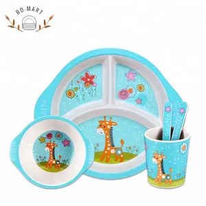 5 Pcs Bamboo Fiber Baby Dinnerware <strong>Children</strong> Tableware Dish <strong>Set</strong> Kids <strong>Dinner</strong> <strong>Set</strong> - Product Image 1