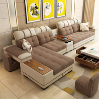 New model functional pu fabric recliner sofa headrest adjustment wooden cozy corner couch multimedia function home sofa cn gua