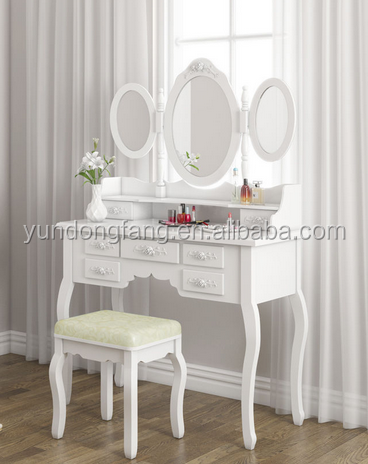 Sgabello Trucco Shabby Chic Legno Bianco | 40x30x51cm | Con Rivestimento Floreale - Foto 4