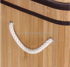 ตะกร้าไม้ไผ่ธรรมชาติสำหรับใส่เสื้อผ้าสองชั้นสีน้ำตาล - Product Image 4