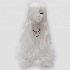 Commercio all'ingrosso 80cm lungo riccio <span class=keywords><strong>parrucca</strong></span> <span class=keywords><strong>bianca</strong></span> Cosplay Anime sintetico Halloween Party resistente al calore capelli Lolita <span class=keywords><strong>parrucca</strong></span> per le ragazze - Product Image 4