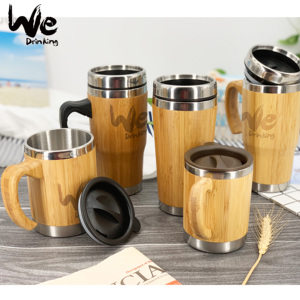 Vaso de bambú ecológico con mango de bambú para café, té y agua, BM05, 455ml, 16oz