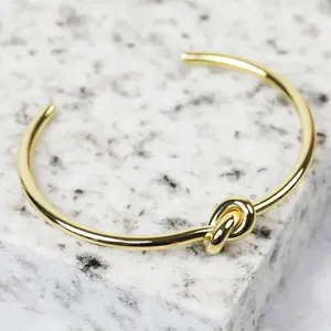 Jietao Stainless steel Love Jewelry Promising Meaning Bracelet Thick Heavy Men Women Gold Open Knot Bangle