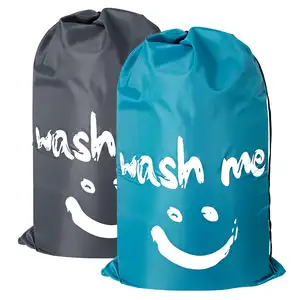 Travel Laundry Bag Nylon Heavy Duty Dirty Clothes Bag with Drawstring, Machine Washable bag