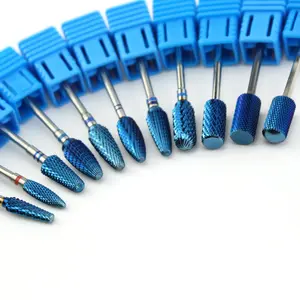 Onglerie en carbure de tungstène bleue, 11 Types, forets à ongles à revêtement Nano pour manucure, perceuse électrique, accessoires