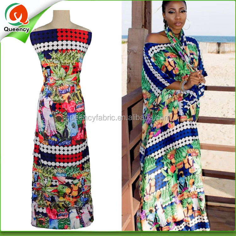 CF093 Queency оптовая продажа тянущаяся полиэфирная анкарская Тяжелая хлопковая креп-шифоновая ткань с принтом на заказ