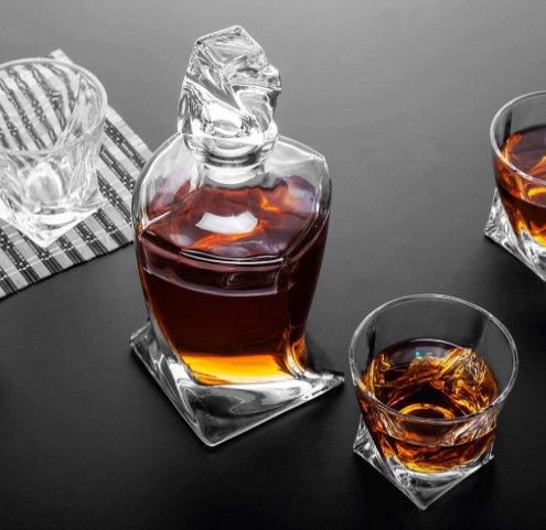 Glass Decanter For Alcohol Bourbon Wine Crystal Whiskey Decanter Glass Bottle