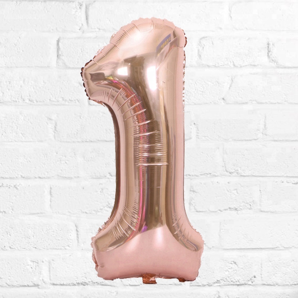 Large Rose Gold Number 1 Balloon - Big Foil Number Balloon For Birthdays, Anniversaries, Photos