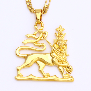 JH-colgante de aleación de León para hombre y mujer, joyería etíope, Color dorado - Product Image 1