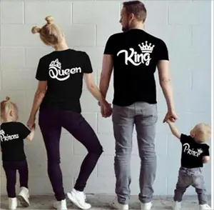 Camisetas de algodón con estampado de princesa King y Queen para reuniones familiares