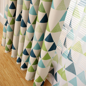 Fashion Popular Printing Fabric Geometric Style Curtain for Kids Bedroom 100% Polyester Flat <strong>Window</strong> <strong>Voile</strong> and Jacquard Grommet - Product Image 2