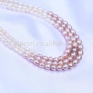 סיטונאי tear <span class=keywords><strong>drop</strong></span> רייס פרל 3 שורות פנינים אמיתיות שרשרת נשים - Product Image 2