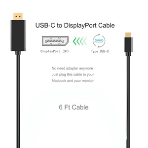 Thunderbolt 3 Compatible con USB 3,1 de tipo C adaptador DP Cable 1,8 m 6ft para MacBook <span class=keywords><strong>ChromeBook</strong></span> Pixel <span class=keywords><strong>Galaxy</strong></span> S8 /S8 Plus - Product Image 4