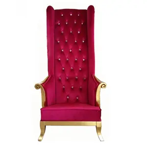 Wedding sofa furniture single seater red velvet high back sofa for events