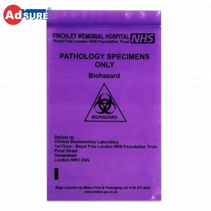 Sacs de transport de spécimens avec fermeture éclair et deux pochettes avec signalisation de risque biologique/Sac de déchets médicaux à risque biologique personnalisé en PE - Product Image 3