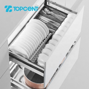 Cesta Deslizante para Cajón de Cocina de Acero Inoxidable Cromado Moderno, con Cierre Suave - Product Image 1