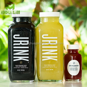 Bouteille de jus en <span class=keywords><strong>verre</strong></span> carré français vide 16oz 500ml <span class=keywords><strong>50cl</strong></span> pour bouteilles de lait et de boisson avec bouchon à vis en <span class=keywords><strong>plastique</strong></span> - Product Image 4