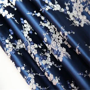 Bonito azul ameixa jacquard broca seda viscose tecido para mulheres vestido han roupas chinesas