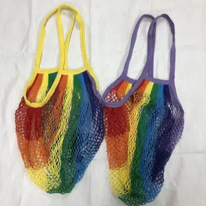 Wholesale Fashion Straw Indonesia Mesh Clutch Cotton Beach Tote Bag Shopping Tote Net Rattan Tote Bag with Handle