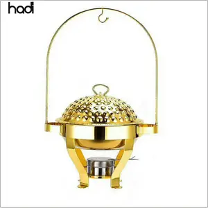 Stainless Steel Hammered Gold Chaffing Dish Buffet Server Food Warmer 5L Capacity for Hotels and Restaurants on Sale