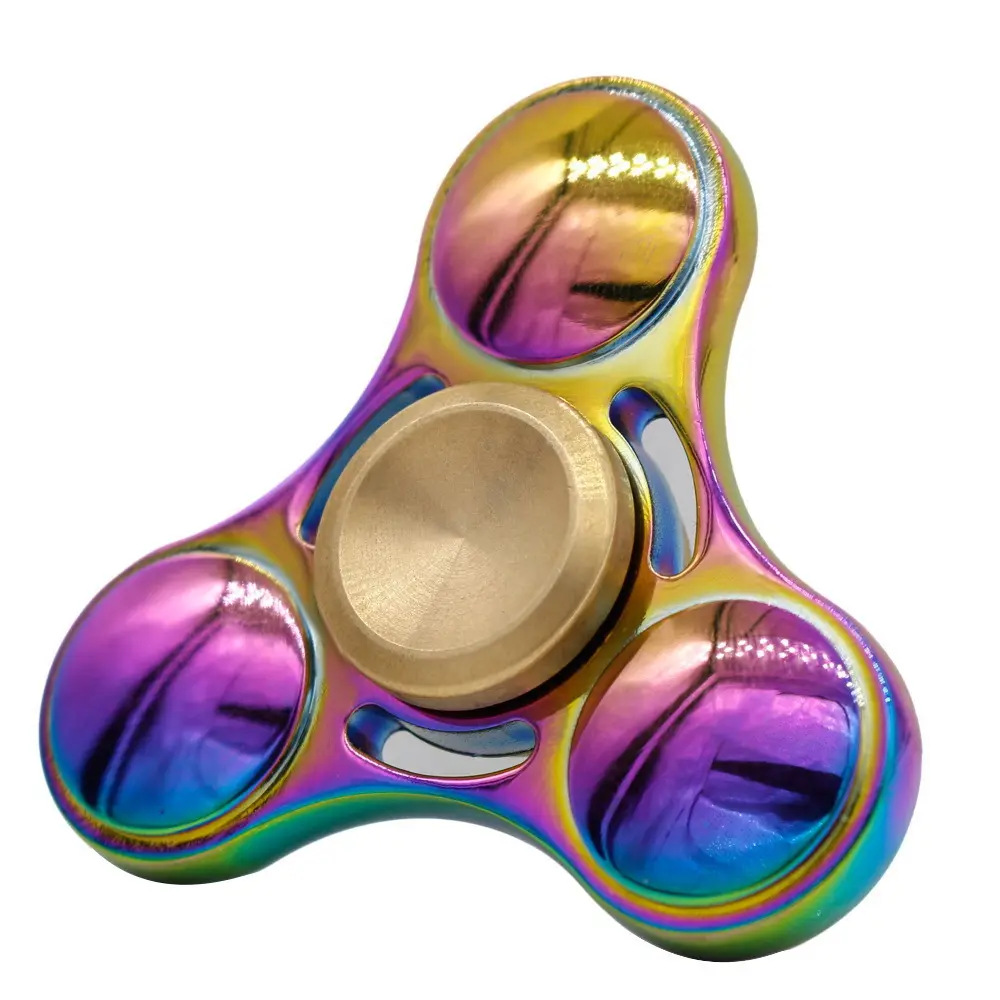 Kleurrijke Tri-Spinner 3d Metalen Regenboog Spel Tapijt Koolstofvezel Bead Art Plug Pro Metalen Windgong Hand Fidget Spinner