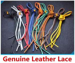 Square real leather shoe laces For Boots And Shoes CN GUA shoelaces jx339021 genuine leather laces oem customized leather round heavy duty