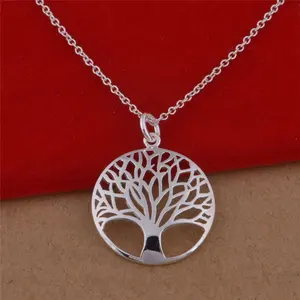 update plated 925 tree of life pendant necklace silver