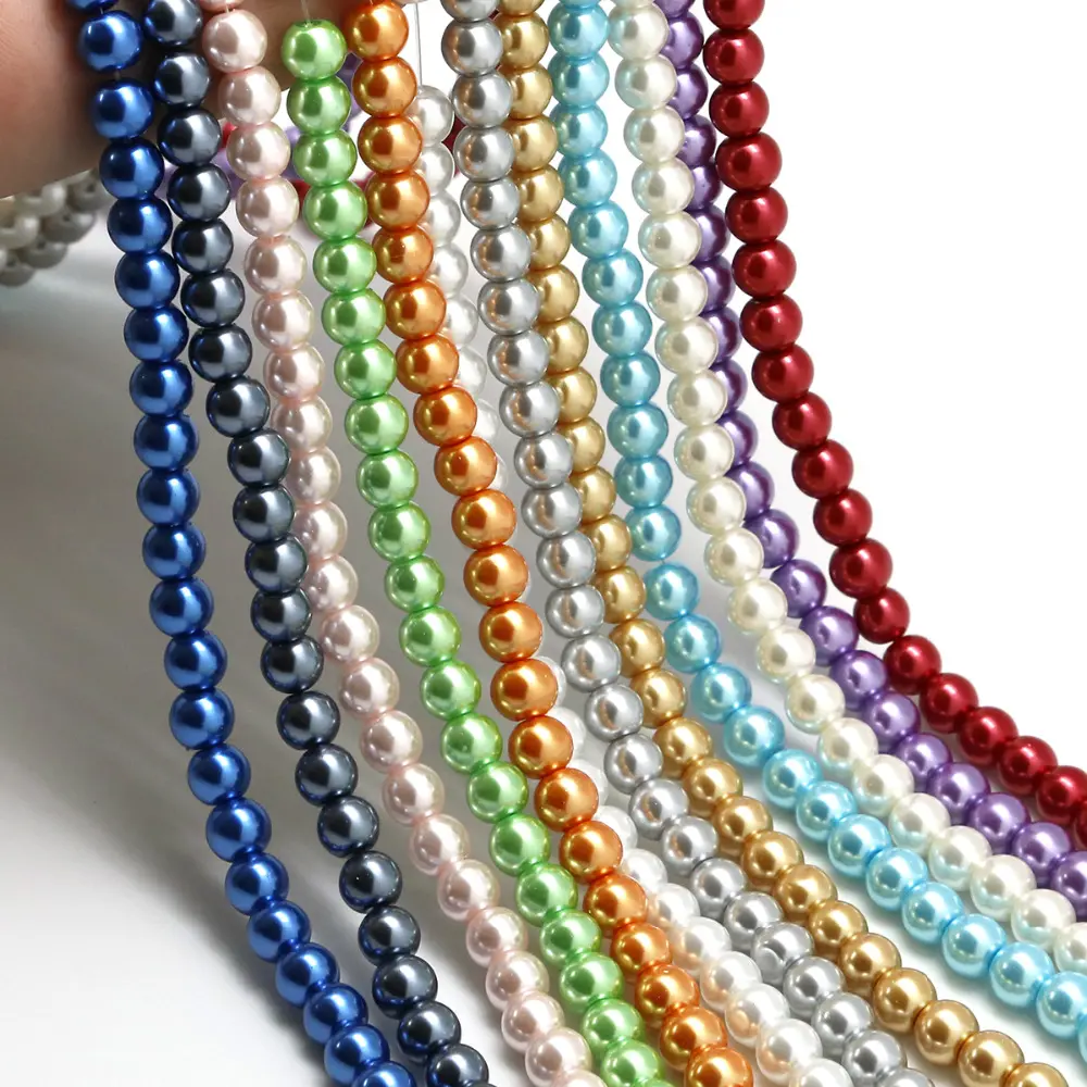 Mixed Colors 4-10mm Round Shape Imitation Glass Pearl Beads for Jewelry Making