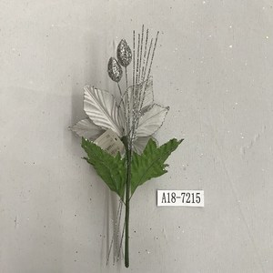 بريق الاصطناعي البونسيتة الجذعية واحدة مع 2 أوراق - Product Image 5