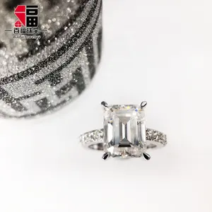 大号11 * 9毫米5克拉纯白色时尚订婚戒指中心钻石前翡翠切割moissanite出售