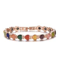 Pulsera de piedra magnética de salud, Popular, YK, hecha de aleación con piedra de ojo de gato y corazón
