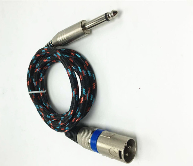 6.35mm mono connector to 3pin Xlr nylon braid jacket microphone cable//