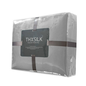 THXSILK 3 teilig Seide Bettwäsche 240 x 220 cm mit 2 Kissenbezüge 80 x 80 cm / 100% Maulbeerseide 19 Momme / Silber - Product Image 2