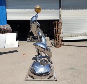 Grandi <span class=keywords><strong>Statue</strong></span> di Delfini in Acciaio Inossidabile per <span class=keywords><strong>Giardino</strong></span>, Artigianato in Metallo per Esterni - Product Image 5