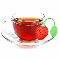 תות תה Infuser עבור רופף תה העלים מסננת סיליקון עם ידית ארוכה