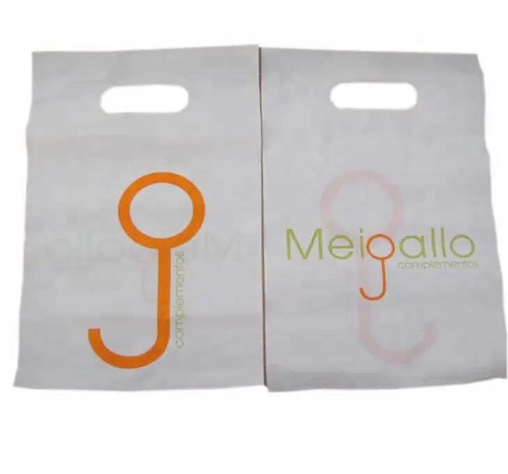 Logo personnalisé grand blanc thermoscellé poly plastique magasins poignée sacs à provisions découpé sac pour boutique