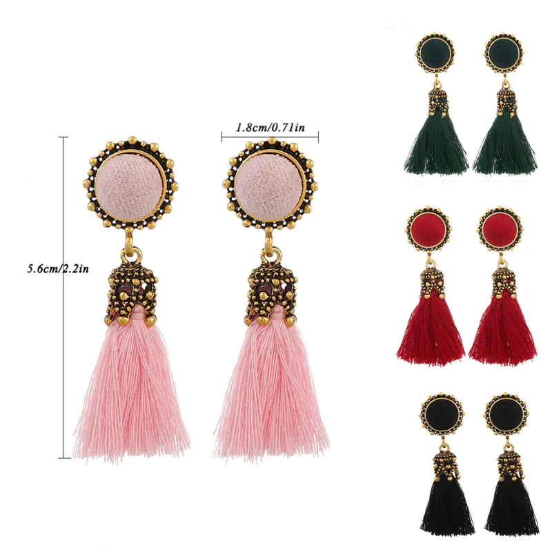 Petites boucles d'oreilles en velours pour femmes, minuscules et tendance, style Vintage, bijoux avec une frange