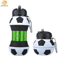 Bouteilles d'eau pour enfants en silicone souple pliables en forme de ballon de football, approuvées LFGB, qualité alimentaire, sans BPA, anti-fuite, pour la rentrée scolaire