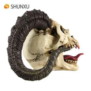 Figurine en forme de crâne diabolique gravé, collection de cadeau, pour Halloween, décoration de fête parfaite, crâne avec langue Out