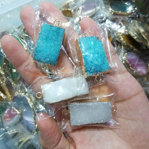 JF8387卸売金メッキ電気メッキブルークォーツdruzy drusyバー長方形コネクタ - Product Image 2